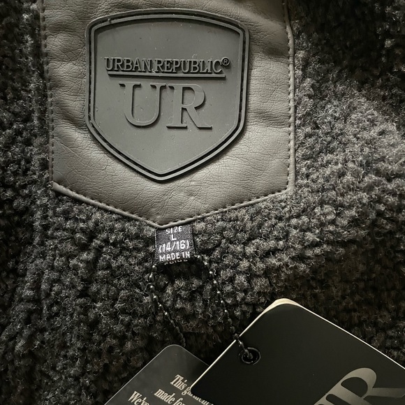 Boys Faux Hooded Leather Jacket - 14/16 - Picture 2 of 3